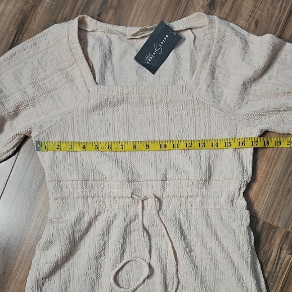 Listicle Cream Ribbed Tie Front Long Sleeve Dress - Picture 8 of 12